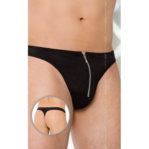 Lenjerie sexy barbati Chiloti Tanga Cu Fermoar, Negru, Xl