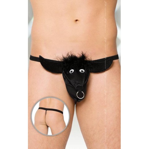 Lenjerie sexy barbati Chiloti Fantezie String Taur, Negru, S/l
