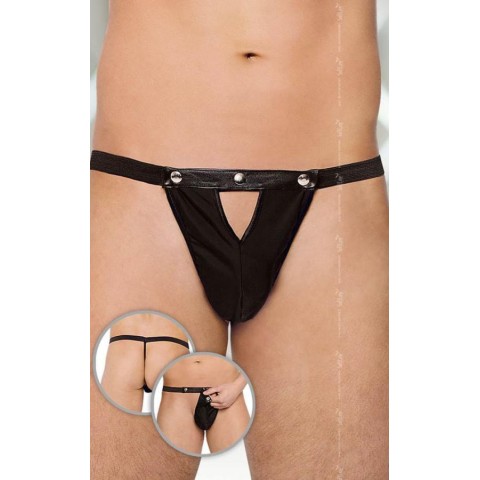Lenjerie sexy barbati Chiloti String Cu Capse, Negru, S/l