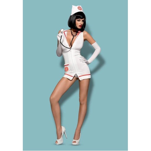 Costum Doctorita Sexy, Alb Cu Rosu, S/m