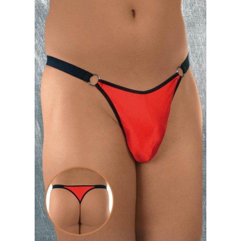 Lenjerie sexy barbati Chiloti String, Rosu Cu Negru, S/l