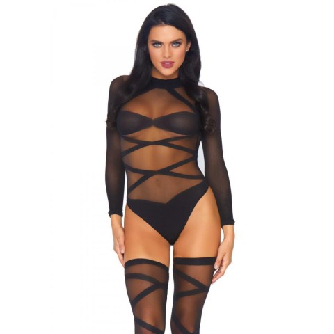 Body Body Fantezie Si Ciorapi Sexy Cu Panglici, Negru, Marime Universala